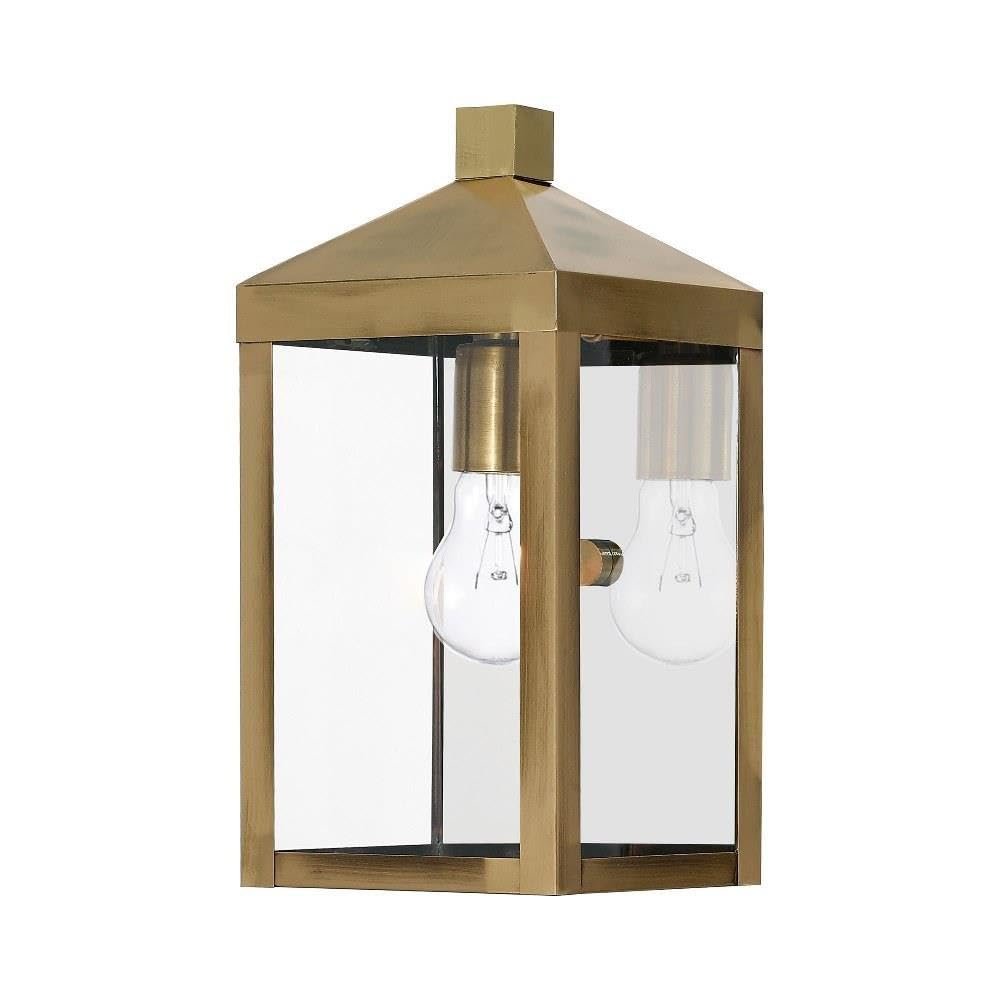 Livex Lighting 20582-01 Nyack 1-Light Outdoor Wall Lantern, Antique Brass