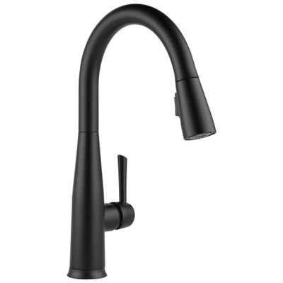 Delta Essa Matte Black Touch Kitchen Faucet with Pull Down Sprayer, Modern Single Hole Touch On Kitchen Sink Faucet, Single Handle, Matte Black 9113T-BL-DST