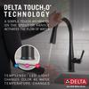 Delta Essa Matte Black Touch Kitchen Faucet with Pull Down Sprayer, Modern Single Hole Touch On Kitchen Sink Faucet, Single Handle, Matte Black 9113T-BL-DST view 2