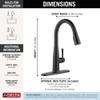 Delta Essa Matte Black Touch Kitchen Faucet with Pull Down Sprayer, Modern Single Hole Touch On Kitchen Sink Faucet, Single Handle, Matte Black 9113T-BL-DST view 4