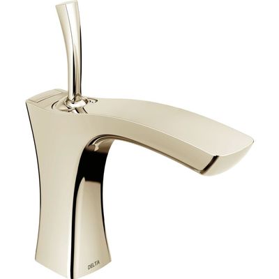 Delta Faucet Tesla Single Hole Bathroom Faucet, Single Handle Bathroom Faucet, Metal Drain Assembly, Polished Nickel 552LF-PNMPU