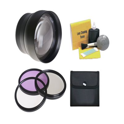 58mm 2.2X Super Telephoto Lens (Stronger Alternative to Canon TL-H58) + 58mm 3 Piece Filter Kit, Includes Ultraviolet, Polarizer & Fluorescent + Nwv Direct 5 Piece Cleaning Kit