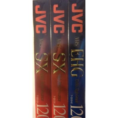 JVC T-120 Video Cassette Tapes, One EHG + Two SX