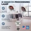 Pibbs DL957 Dual-Head Hair Processing Lamp for Salons & Spas - 500W Total, Adjustable Chrome Arms, Infrared Heat, 5-Star Rolling Base, Individually Controlled Heads, Made in USA, PIB-DL957 view 2