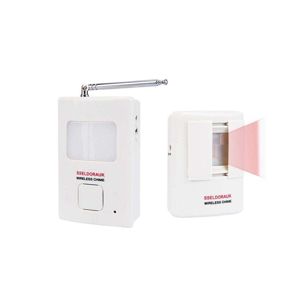 Dog Barking Alarm Motion Detector,Pir Wireless Human Body Walking Sensor Doorbell Door Security Alert System Device for Home or Office Burglar Deterrent (1Sensor + 1Receiver, White)