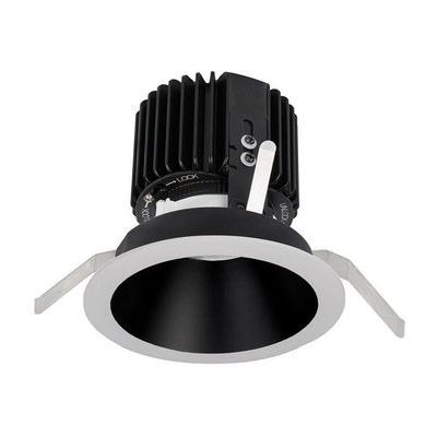 WAC Lighting R4RD2T-F827-BKWT Volta - 6.39" 36W 45 2700K 85CRI 1 LED Round Regressed Trim with Light Engine, Black White Finish with Textured Glass