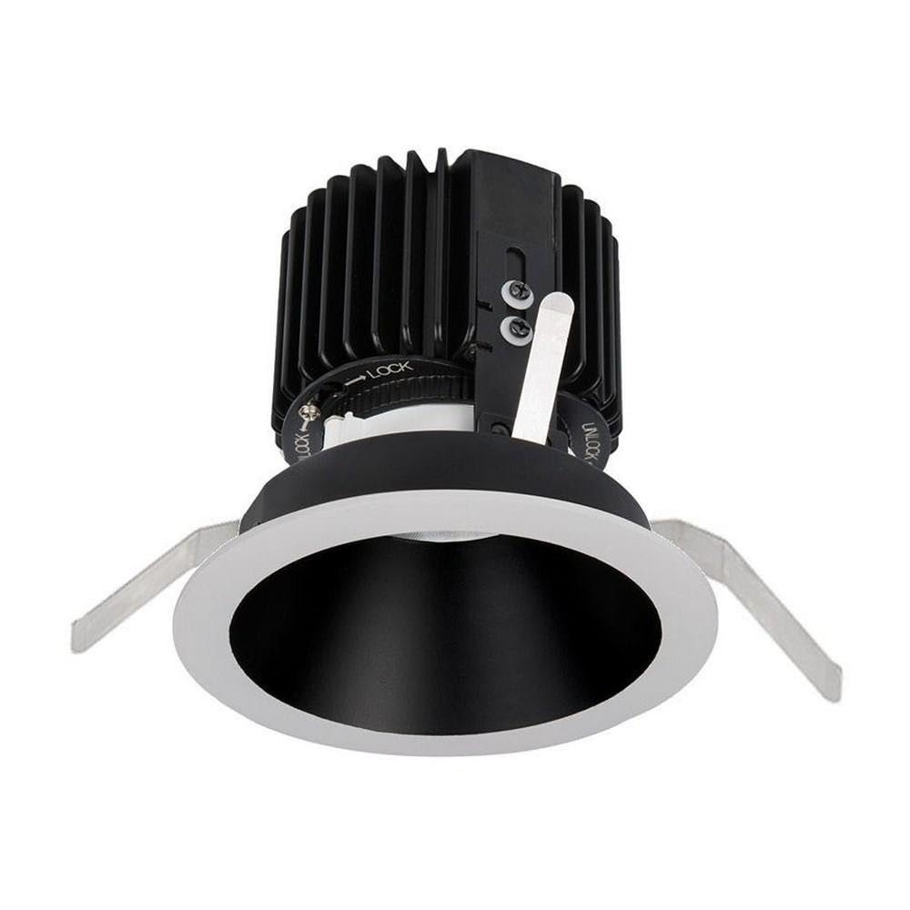 WAC Lighting R4RD2T-F827-BKWT Volta - 6.39" 36W 45 2700K 85CRI 1 LED Round Regressed Trim with Light Engine, Black White Finish with Textured Glass