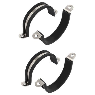 uxcell 4pcs 45mm Dia Rubber Lined U Shaped Pipe Clip Hose Clamp
