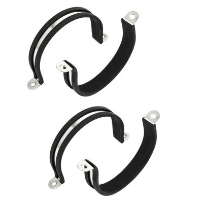 uxcell 4pcs 60mm Dia Rubber Lined U Shaped 304 Stainless Steel Pipe Clip