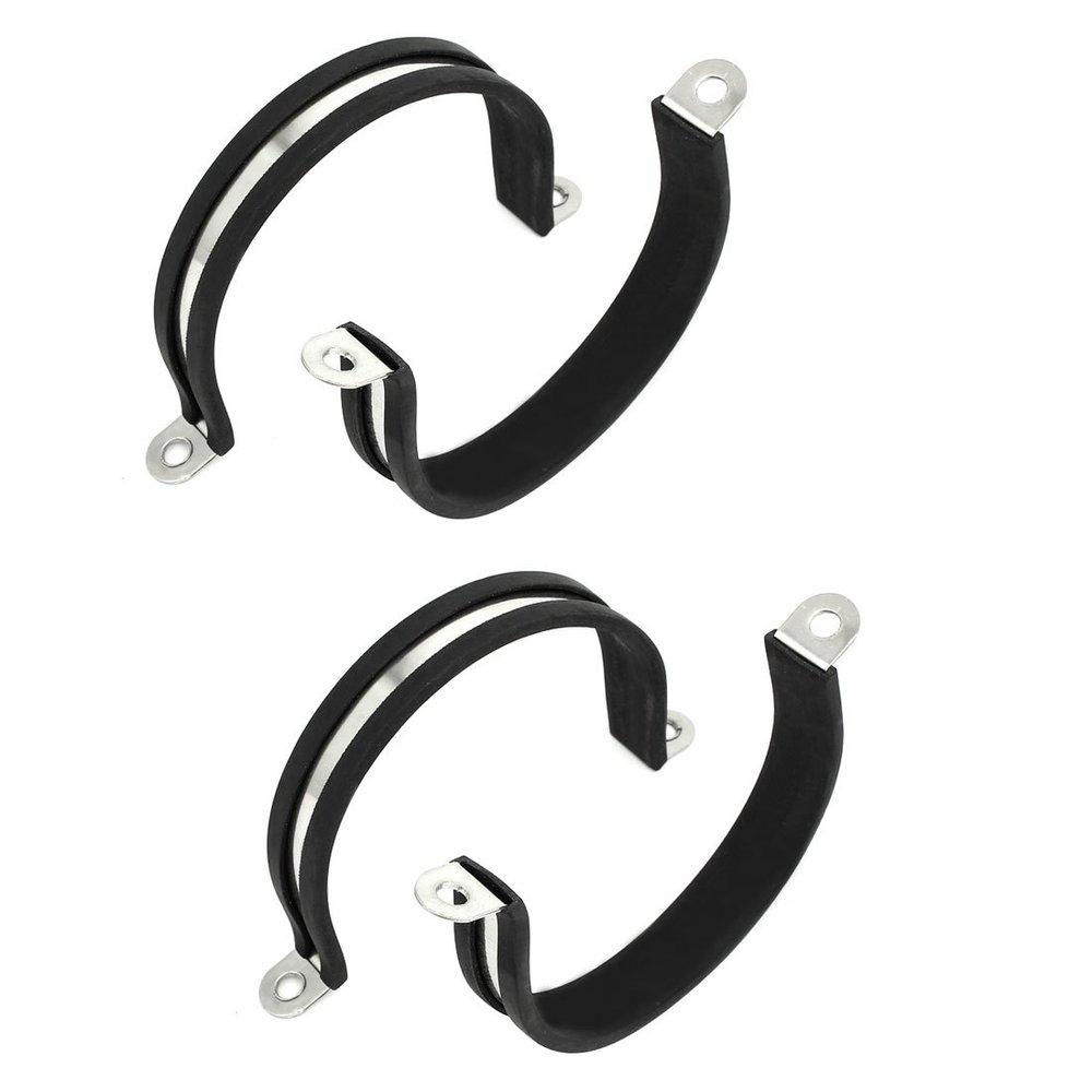 uxcell 4pcs 60mm Dia Rubber Lined U Shaped 304 Stainless Steel Pipe Clip