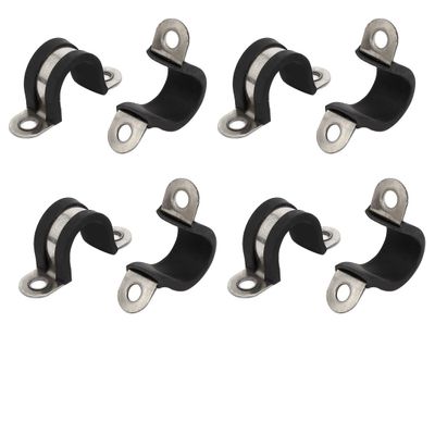 uxcell 8pcs 16mm Dia Rubber Lined U Shaped 304 Stainless Steel Pipe Clip