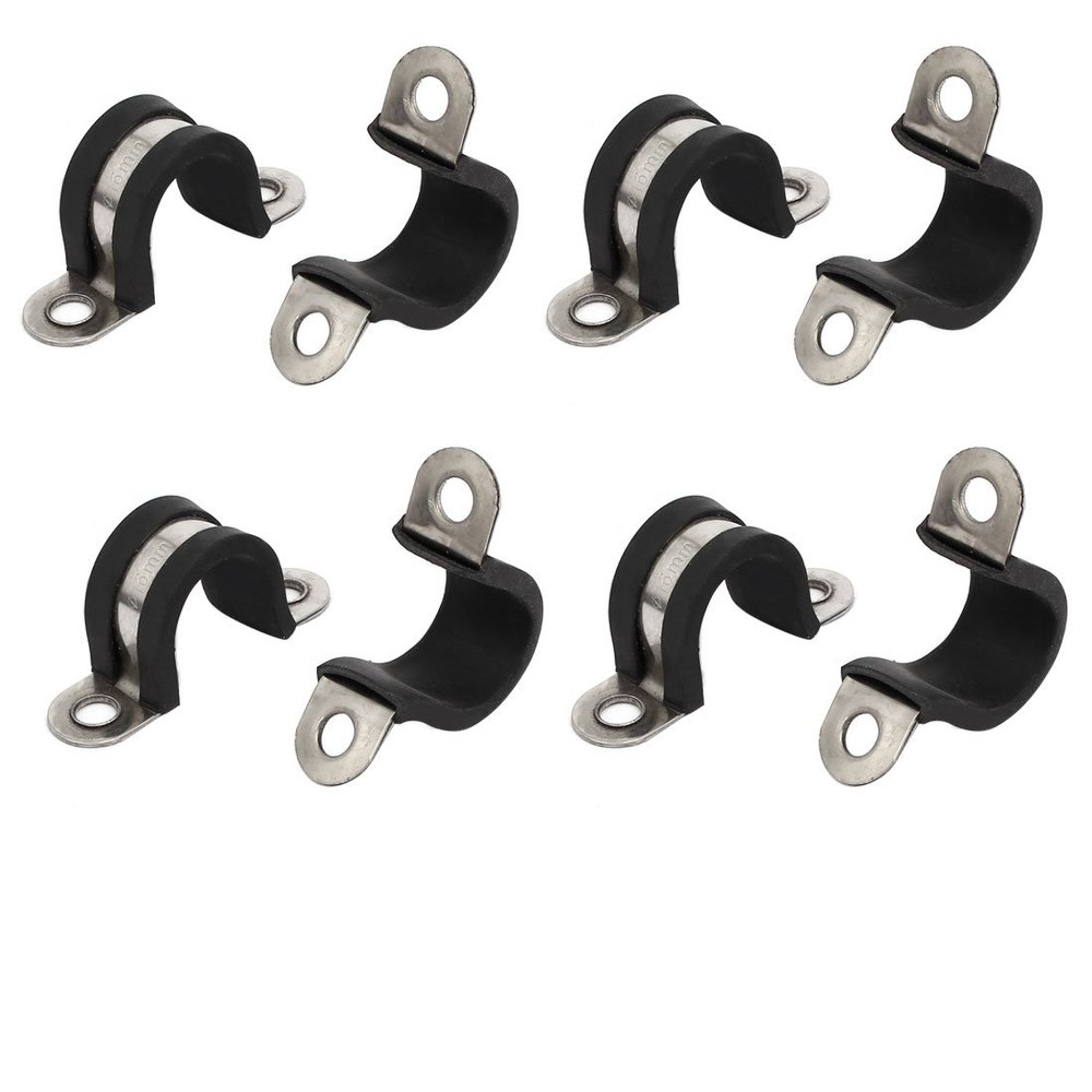 uxcell 8pcs 16mm Dia Rubber Lined U Shaped 304 Stainless Steel Pipe Clip