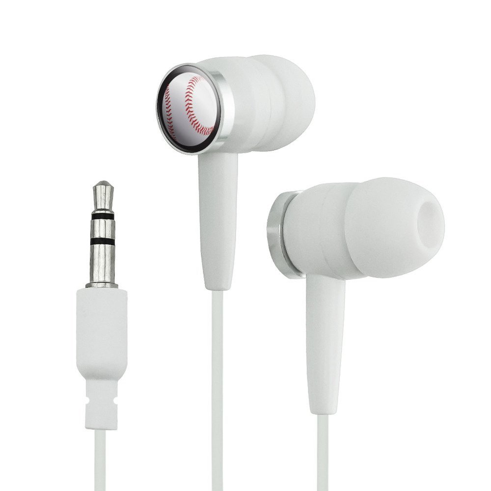 Baseball Ball Sport American National Black in-Ear Earbud Headphones, White