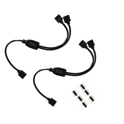 HUALAND 2PCS Black 4 Pins LED Splitter Cable 2 Way Y Splitter