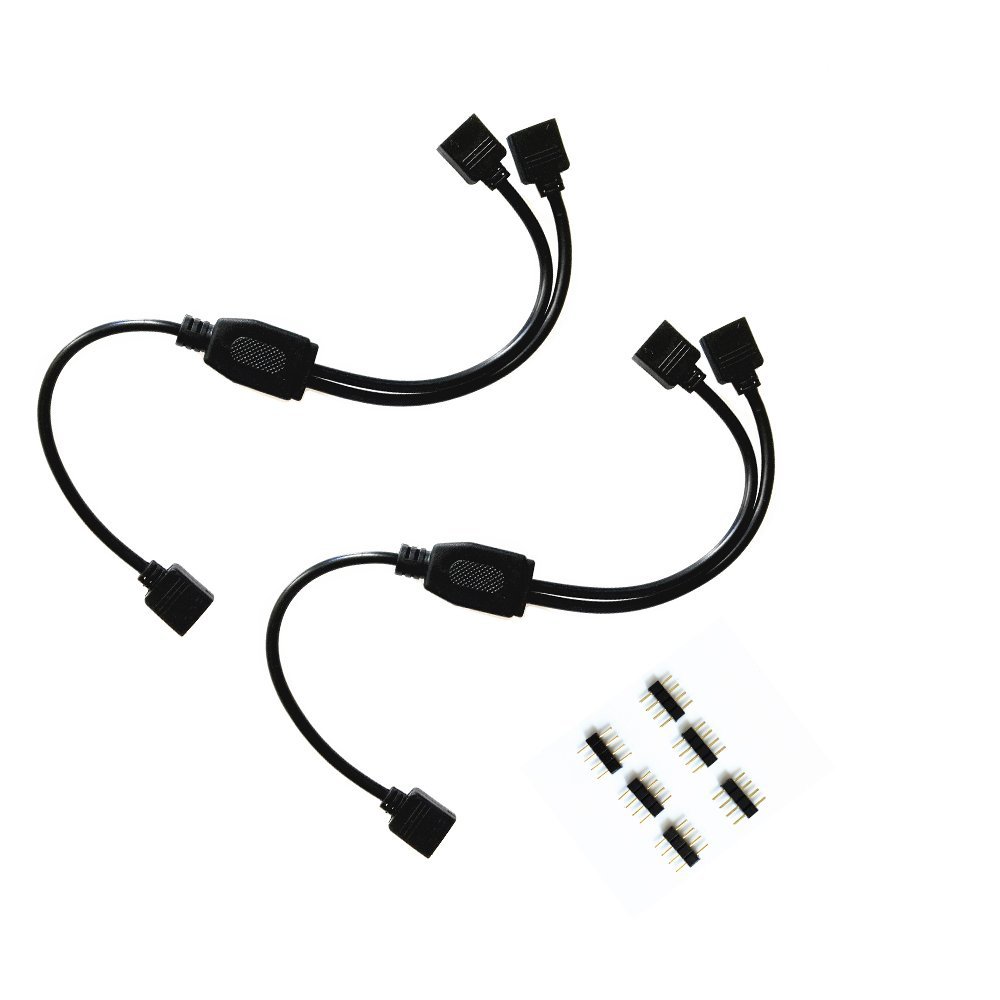 HUALAND 2PCS Black 4 Pins LED Splitter Cable 2 Way Y Splitter