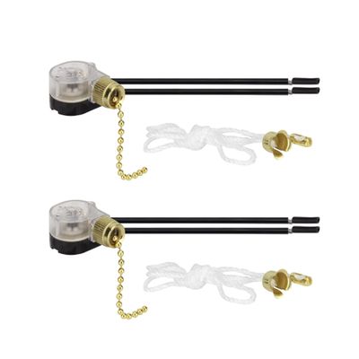 Aspen Creative 21305-2 Ceiling Fan Light Switch with Pull Chain, Polished Brass, 2 Pack 2