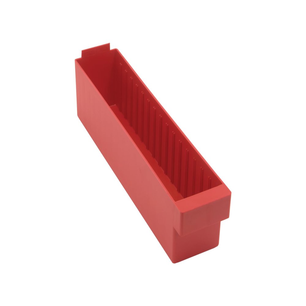 QUANTUM STORAGE SYSTEMS QED604RD Super Tuff Euro Heavy Duty Parts Organizer Red Bins 18" L x 4" W x 5" H 24 Pack