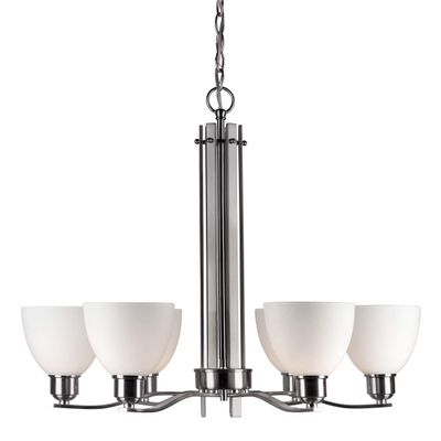 Forte 2644-06-55 Six Light Chandelier, Brushed Nickel