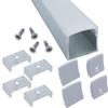 Litever 6 Pack Aluminum LED Channel - for LED Strip Mounting-3.3ft/1 Meter Aluminum Channels, 23mm Wide 21mm Deep, End Caps, Brackets, Spotless Lighting Effect with Frosted Cover-6-PACK-(LL-WH-2420) view 1