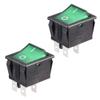 uxcell 2Pcs AC 16A/125V 16A/250V DPST 4P 2 Positions I/O Green Light On Off Button Boat Toggle Light Rocker Switch view 1