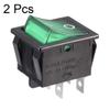 uxcell 2Pcs AC 16A/125V 16A/250V DPST 4P 2 Positions I/O Green Light On Off Button Boat Toggle Light Rocker Switch view 2