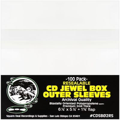 Crystal-Clear Resealable CD Jewel Case Sleeves  2 mil Archival-Grade Protection with Dust-Proof, Anti-Static and Scratch-Resistant Design for Standard 10.4 mm Cases - 100 Pack
