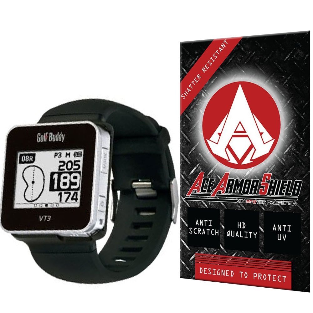 Ace Armor Shield Shatter Resistant Screen Protector for the GolfBuddy GB8-VT3-14 Smart Golf Watch / Military Grade / High Definition / Maximum Screen Coverage / Supreme Touch Sensitivity /Dry or Wet Easy Installation with free lifetime replacement wa