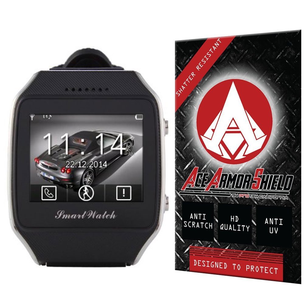 Ace Armor Shield Shatter Resistant Screen Protector for the Otium Gear Neo Bluetooth GPS SmartWatch / Military Grade / High Definition / Maximum Screen Coverage / Supreme Touch Sensitivity /Dry or Wet Easy Installation with free lifetime replacement