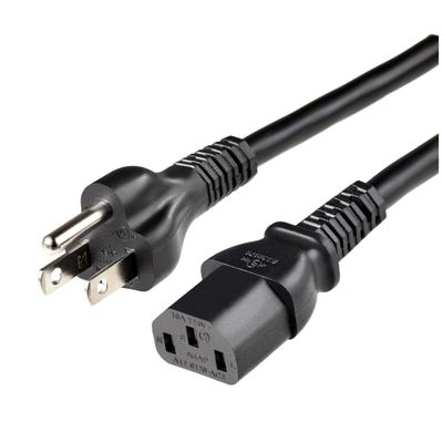 Amazon Basics PC Power Cord, 12 feet, Replacement AC Power Cord for Computer, Monitor, TV, Printer, 3 Prong, 18 AWG, 125 Volts, Black