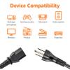 Amazon Basics PC Power Cord, 12 feet, Replacement AC Power Cord for Computer, Monitor, TV, Printer, 3 Prong, 18 AWG, 125 Volts, Black view 4