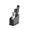 JACKCUBE DESIGN 4 Compartments Black Leather Remote Control Organizer Holder, Controller TV Guide, Media Storage Box  :MK292A view 1