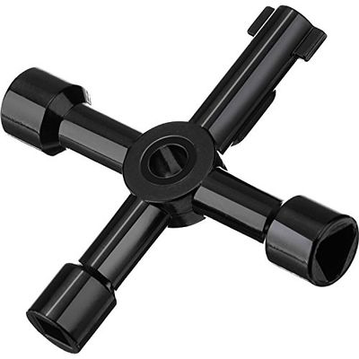 WILLBOND 4 Way Sillcock Water Utility Key for Electric Meter Box, Black
