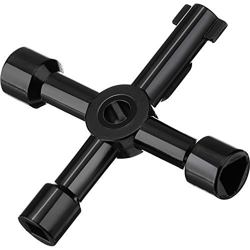 WILLBOND 4 Way Sillcock Water Utility Key for Electric Meter Box, Black