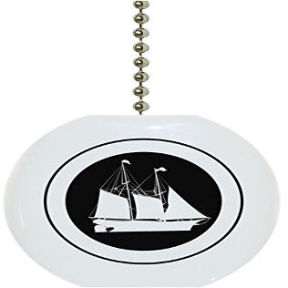 Black & White Sailboat Solid Ceramic Fan Pull #1