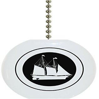Black & White Sailboat Solid Ceramic Fan Pull #1
