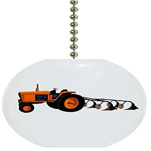 Carolina Hardware and Decor Orange Farm Tractor Solid Ceramic Fan Pull