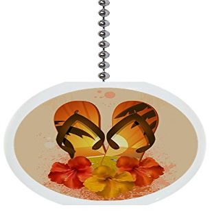 Hibiscus Flowers Flip Flops Solid Ceramic Fan Pull