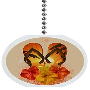Hibiscus Flowers Flip Flops Solid Ceramic Fan Pull