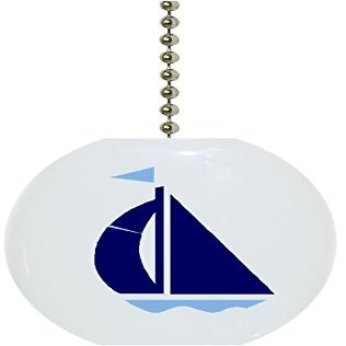 Navy & Light Blue Sailboat Solid Ceramic Fan Pull