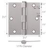 Design House Interior Door Hinge, 3.5", Satin Nickel view 2