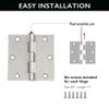 Design House Interior Door Hinge, 3.5", Satin Nickel view 3