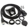 BSHTU USB 3.0 Flush Mount Cable - USB 3.0 and 3.5mm Aux Extention Mount, Flush, Dash, Panel Mount Cable 1/8 AUX for Car Bike Boat Motorcycle Radio Stereo Android (2 Meter/6Ft) view 1