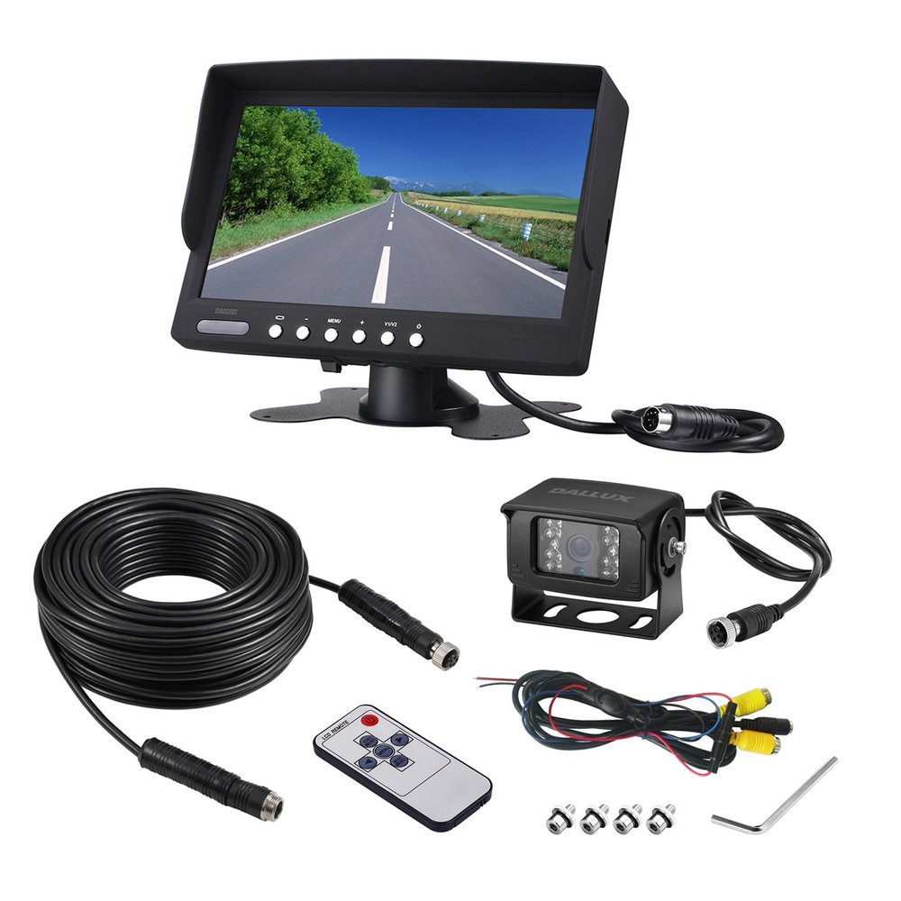 Truck Backup Camera Monitor kit,Heavyduty Vehicle Waterproof Night Vision Wide Angle Rearview Cab Cam+7 inch Screen+66ft Extension Cable for Bus/Van/Fifth Wheel/Trailer/RV/Camper/Pickup/(12V-24V)