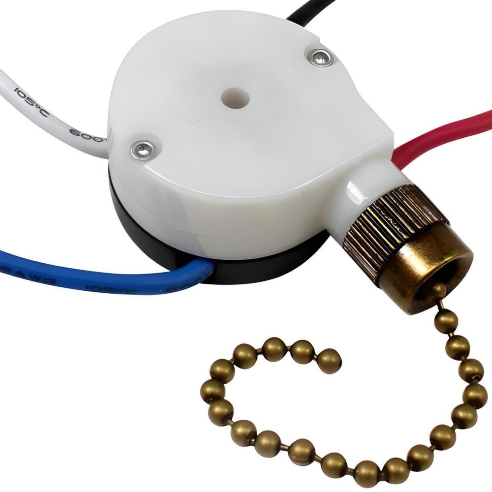 CeilingFanSwitch Zing Ear ZE-208S 3 Speed 3 Way 4 Wire Rotary Speed Control Pull Chain Switch For Ceiling Fans - Antique Brass