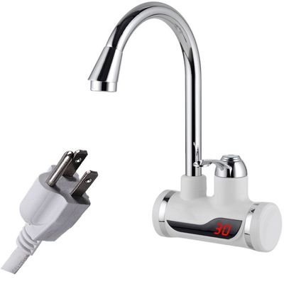 TINTON LIFE Rotatable Bathroom Kitchen Heating Tap Water Faucet 110V Tankless Electric Hot Water Heater Faucet with LED Digital Display (Big Lateral Inflow)