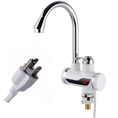 TINTON LIFE Rotatable Bathroom Kitchen Heating Tap Water Faucet 110V Tankless Electric Hot Water Heater Faucet with LED Digital Display (Big Below Inflow)