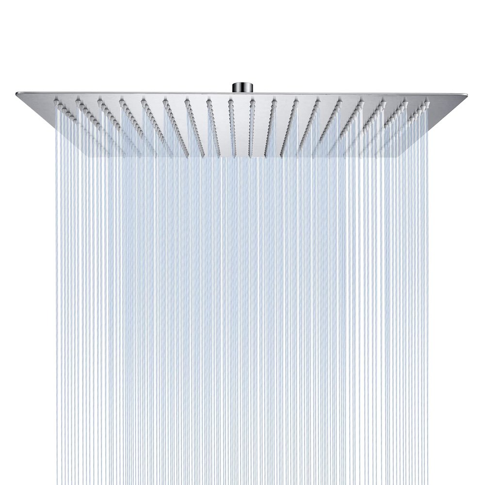Derpras 16 Inch Square Rain Shower Head, 304 Stainless Steel, Ultra Thin High Pressure Bathroom Rainfall Showerhead (Brushed Nickel) (324 Jets)