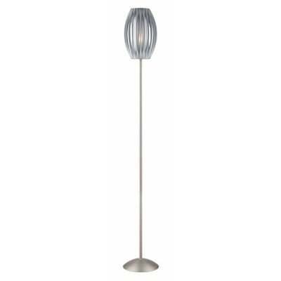 Lite Source Floor LAMP, SS W/Grey Pleated Shade, E27 Type A 100W LS-8875SS/GREY, Silver, 69.50x9.00x9.00
