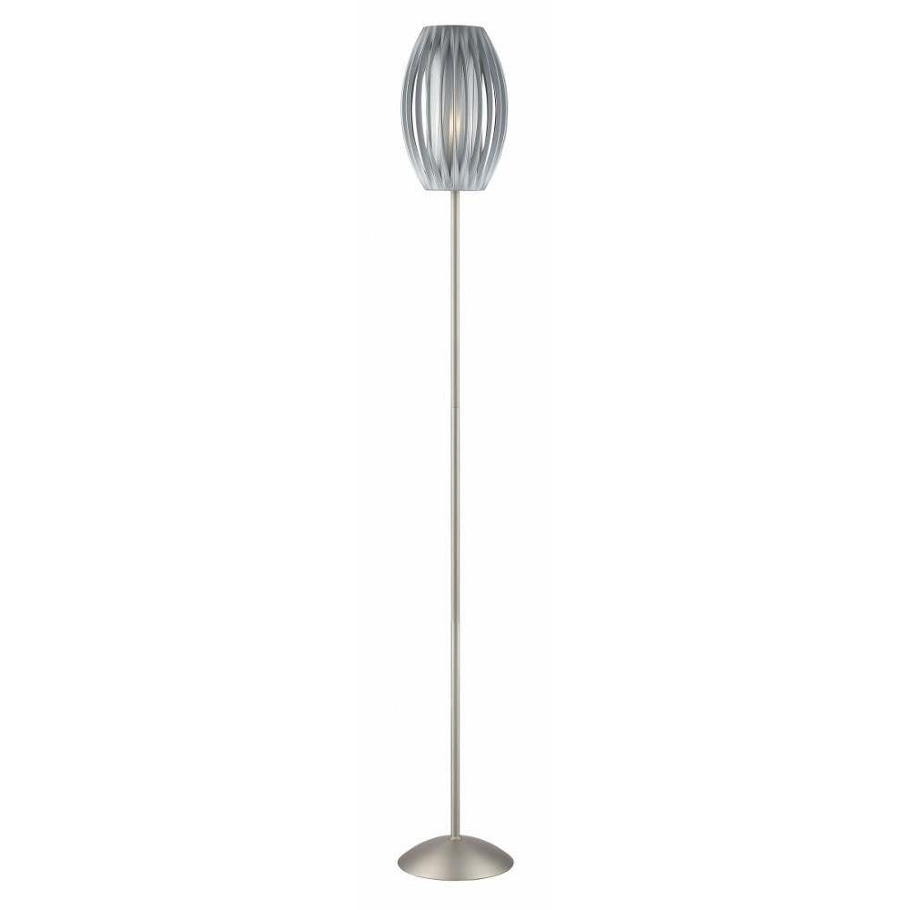 Lite Source Floor LAMP, SS W/Grey Pleated Shade, E27 Type A 100W LS-8875SS/GREY, Silver, 69.50x9.00x9.00