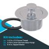 EZ-FLO Lift-n-Turn Bath Drain Assembly Kit, 1-1/2 in. x 11.5 Coarse Thread, 2-7/8 in. OD Flange, 5/16 in. Tapped Zinc Body, Chrome Plated, 35233 view 3